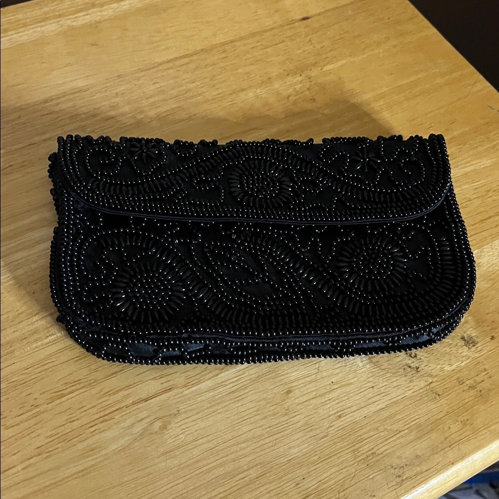 😄MCM Black Beaded Clutch Wallet Bag Japan